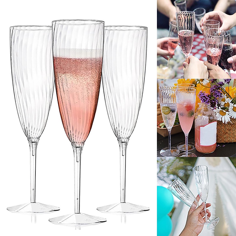 Clear Plastic Toast Flutes Disposable Champagne Glasses For Weddings 0
