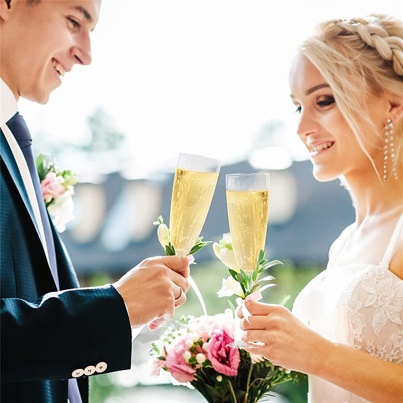 Clear Plastic Toast Flutes Disposable Champagne Glasses For Weddings 1