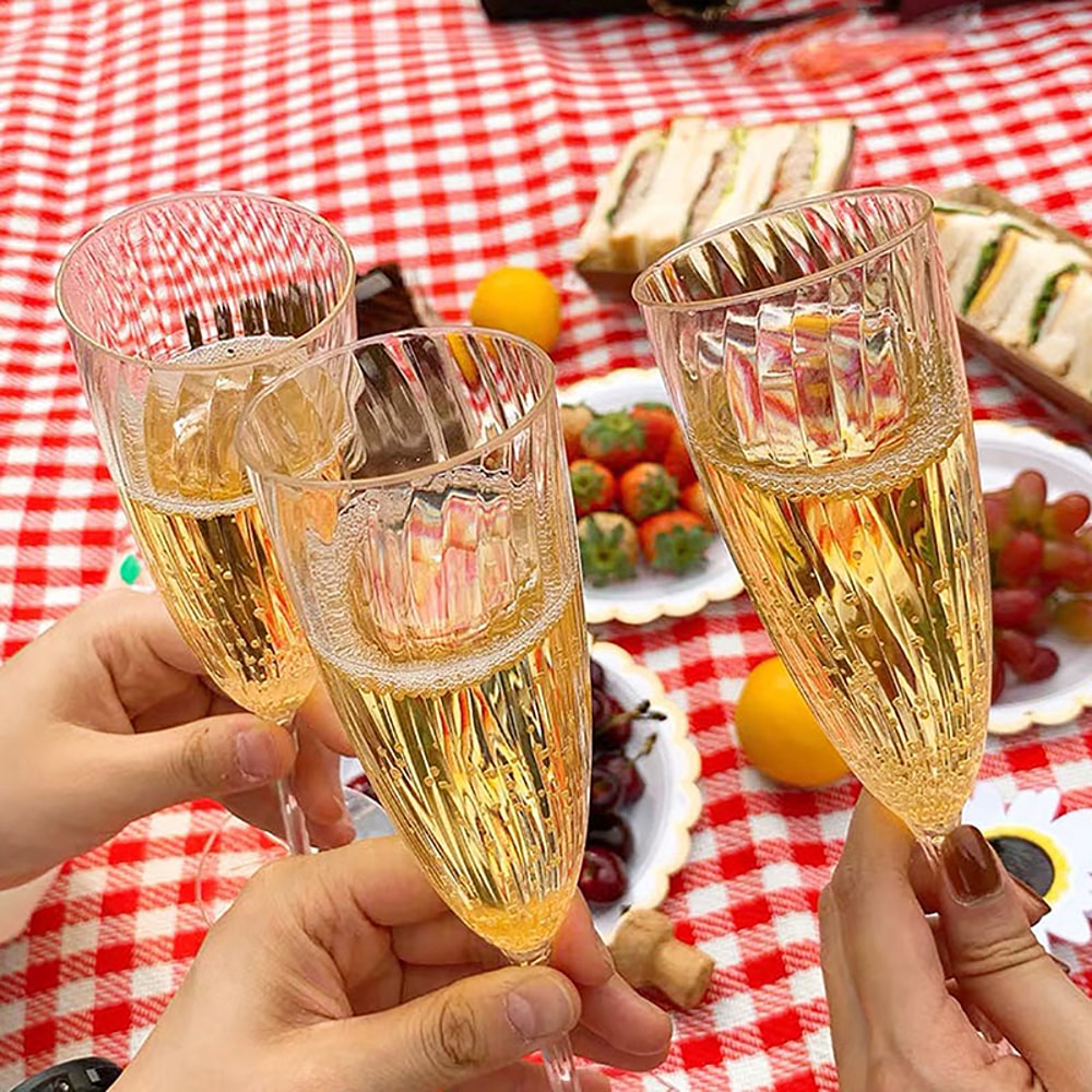 Clear Plastic Toast Flutes Disposable Champagne Glasses For Weddings 4