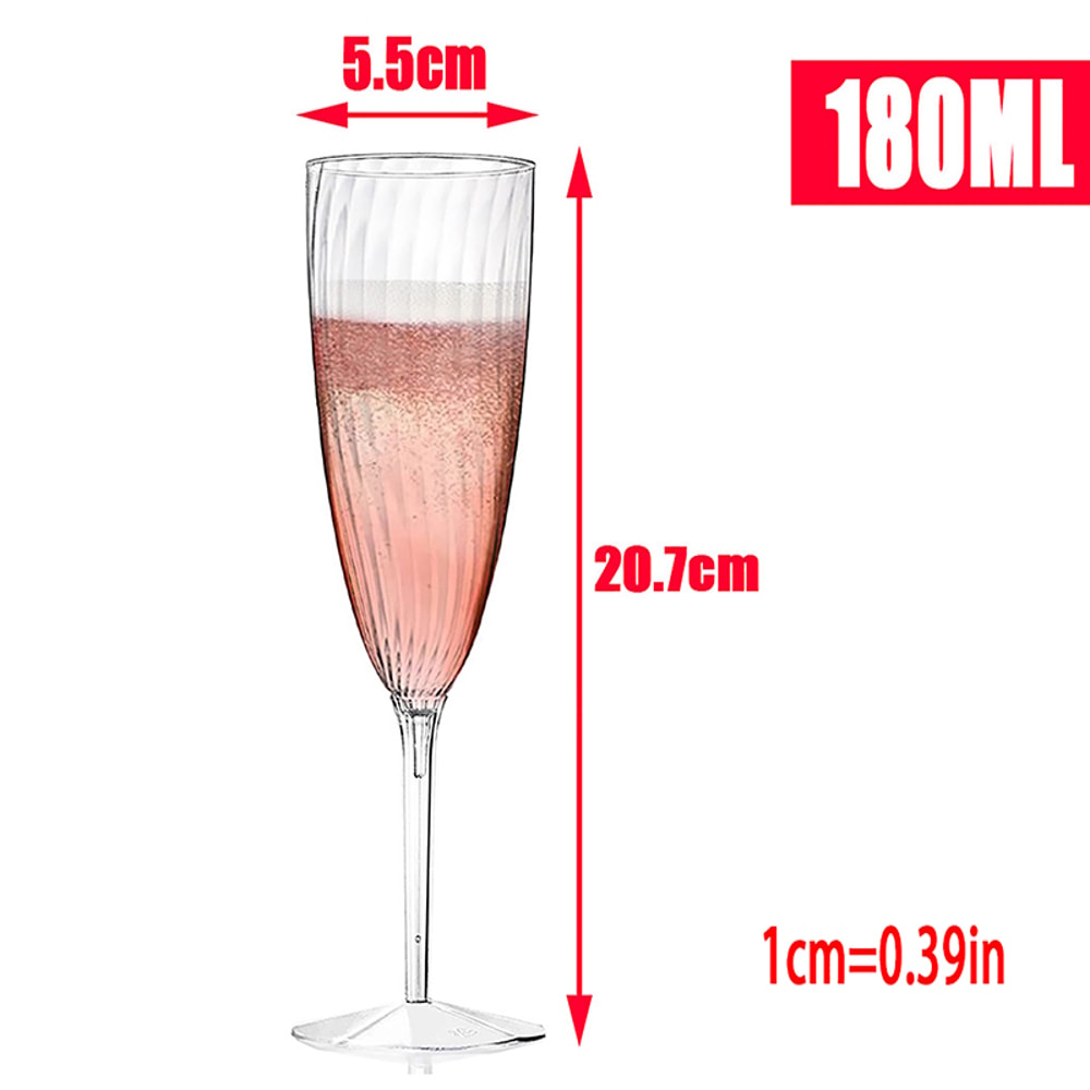 Clear Plastic Toast Flutes Disposable Champagne Glasses For Weddings 5