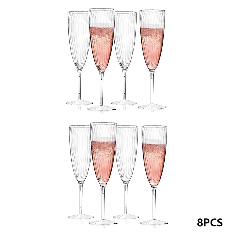 Clear Plastic Toast Flutes Disposable Champagne Glasses For Weddings 6