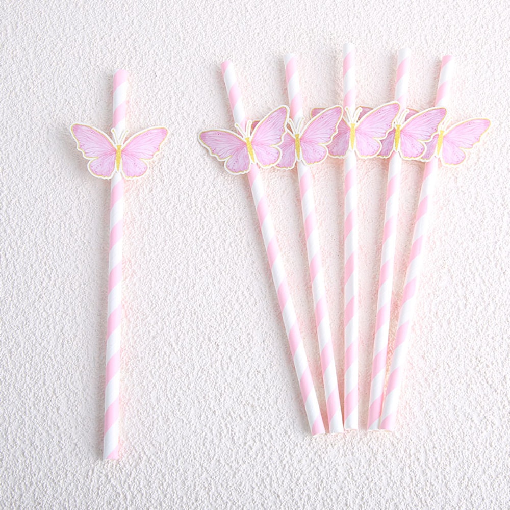 Butterfly Party Straws Disposable Birthday Baby Shower Wedding Decorations 0