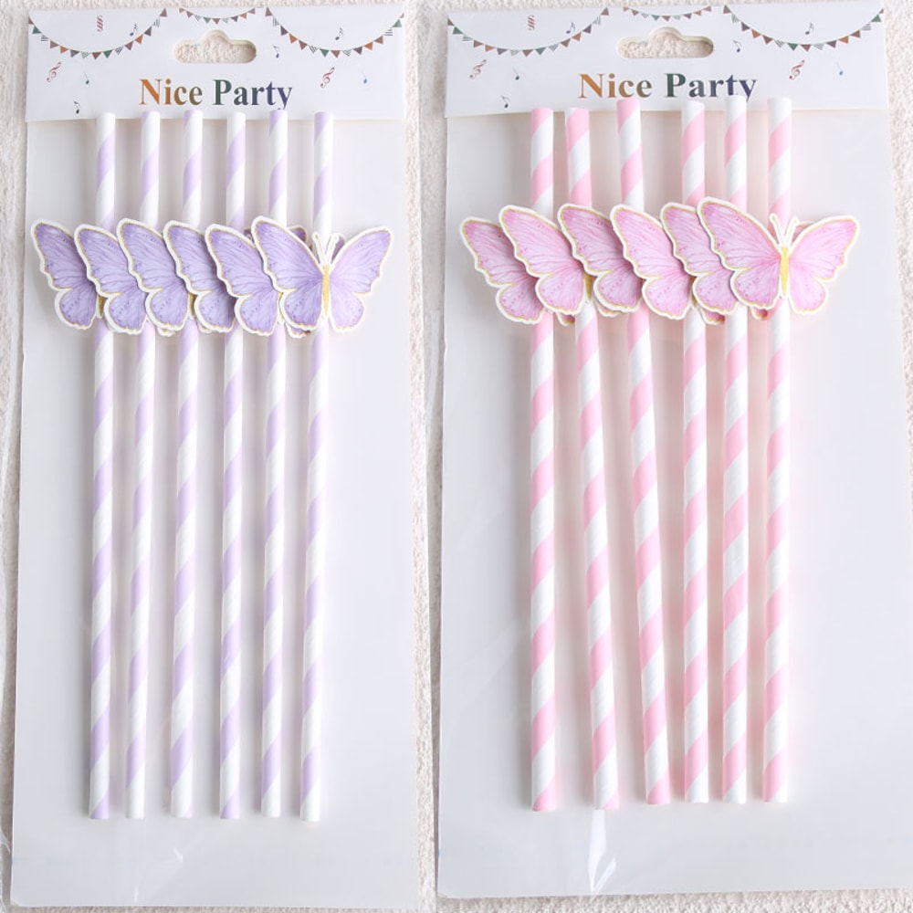 Butterfly Party Straws Disposable Birthday Baby Shower Wedding Decorations 2