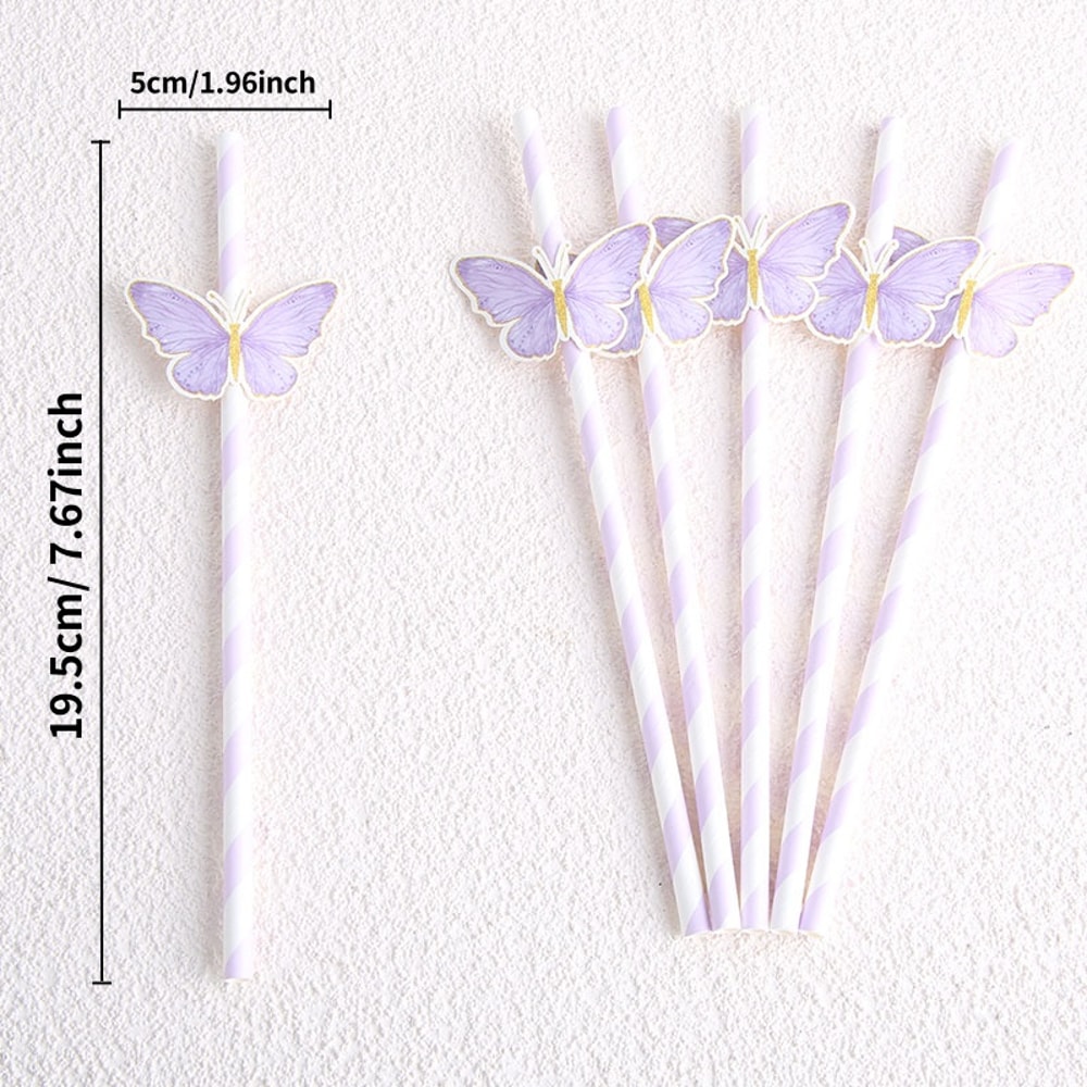 Butterfly Party Straws Disposable Birthday Baby Shower Wedding Decorations 4