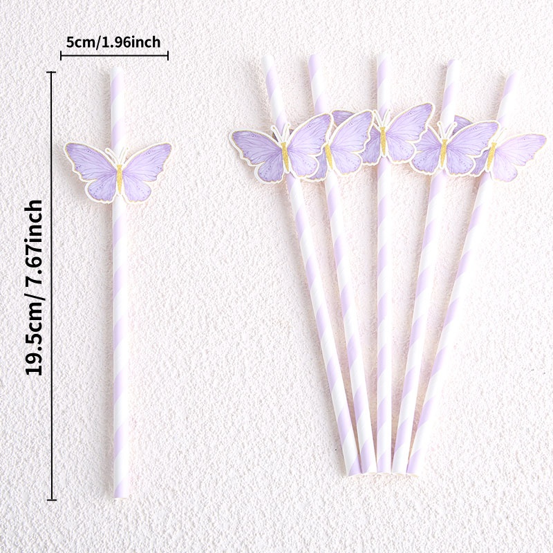 Butterfly Party Straws Disposable Birthday Baby Shower Wedding Decorations 4
