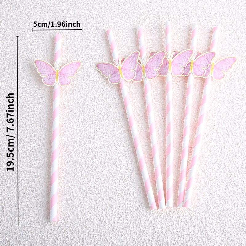 Butterfly Party Straws Disposable Birthday Baby Shower Wedding Decorations 3