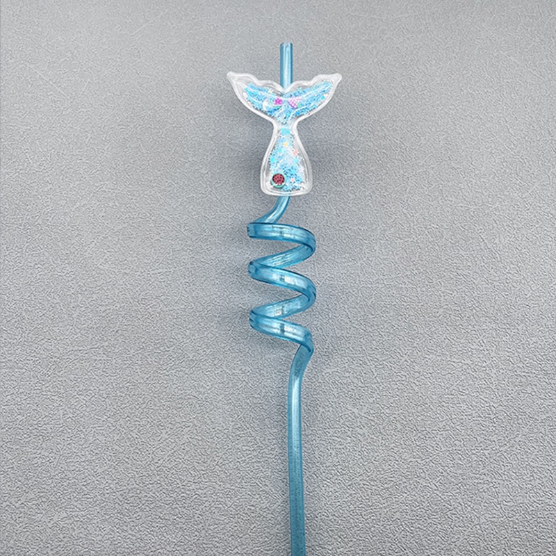 Premium Mermaid Tail Spiral Drink Straws Reusable Party & Beach Drink Decorations