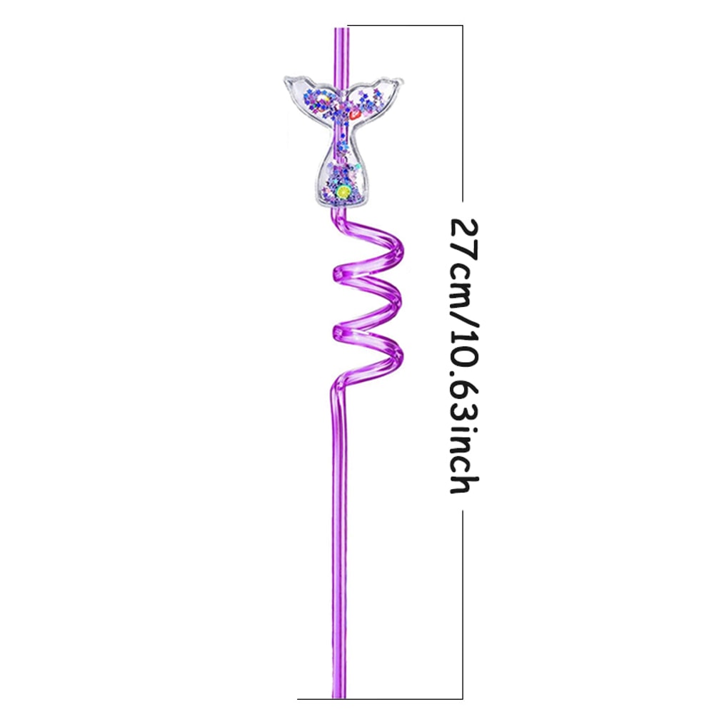 Premium Mermaid Tail Spiral Drink Straws Reusable Party & Beach Drink Decorations
