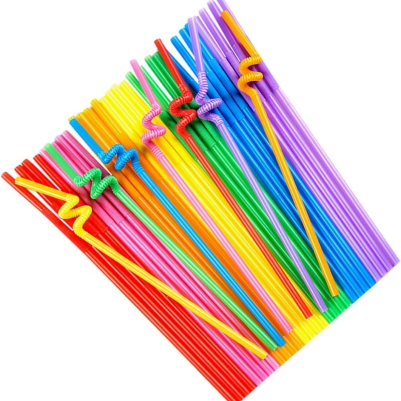 Flexible Disposable Straws for Party Drinks and Everyday Beverages