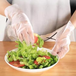 premium clear food grade disposable gloves for cooking, cleaning & food prep