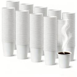 disposable white paper cups for coffee, juice & parties hot and cold drink cups