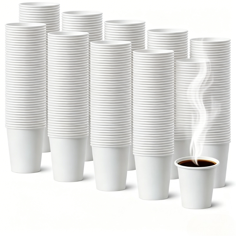 Disposable White Paper Cups For Coffee Juice Parties Hot And Cold Drink Cups 0