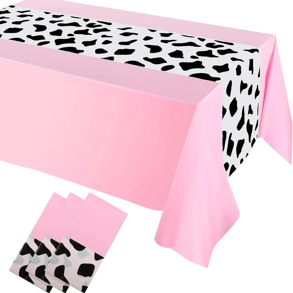 Pink Cowgirl Party Tablecloth Western Cowboy Table Cover for Rodeo Birthday Decor