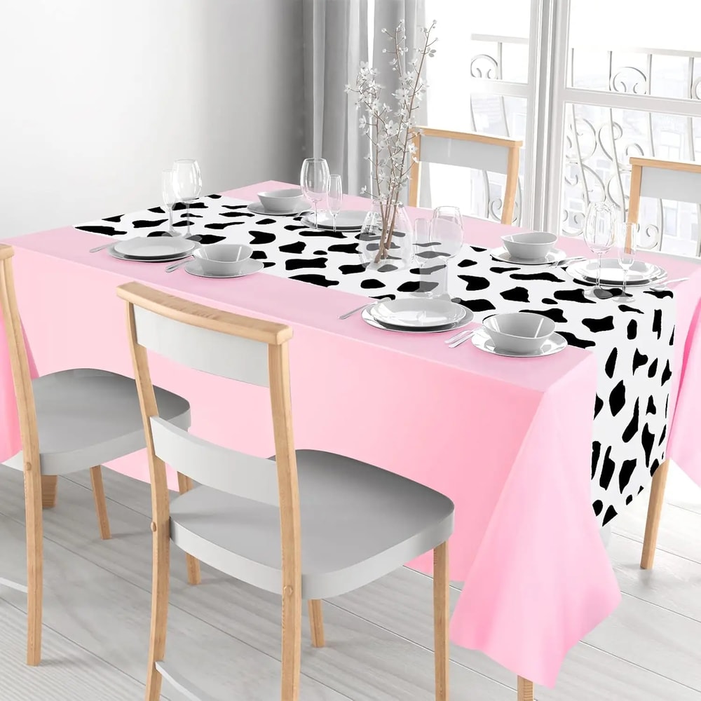 Pink Cowgirl Party Tablecloth Western Cowboy Table Cover for Rodeo Birthday Decor