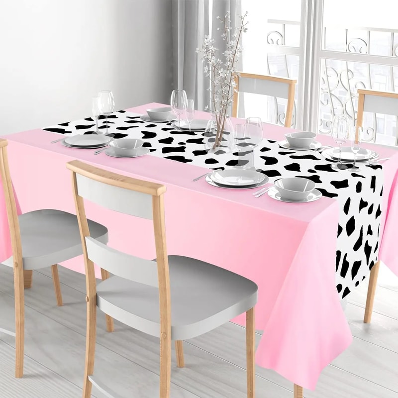 Pink Cowgirl Party Tablecloth Western Cowboy Table Cover for Rodeo Birthday Decor