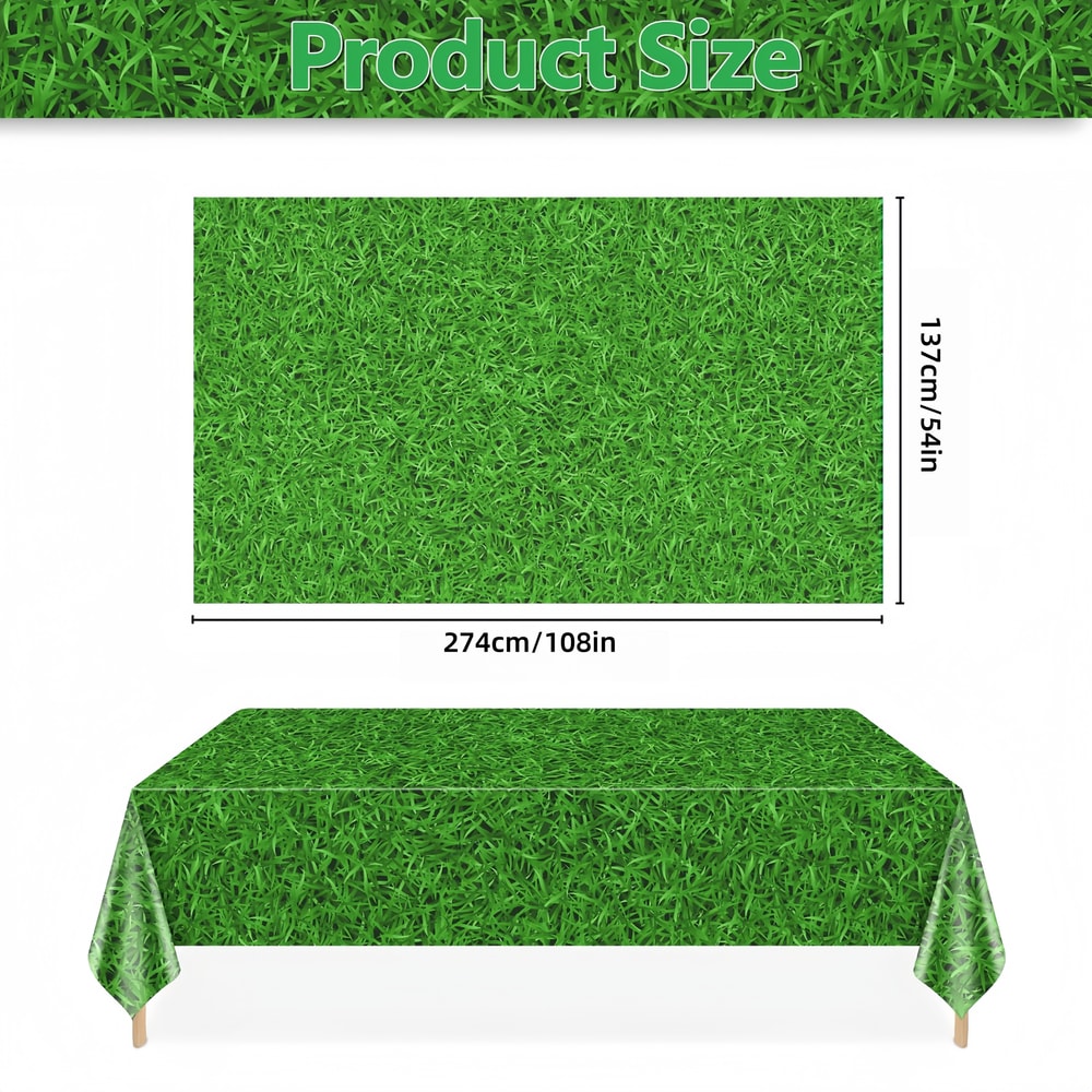 Premium Green Grass Party Table Cover Sports & Birthday Party Decorations