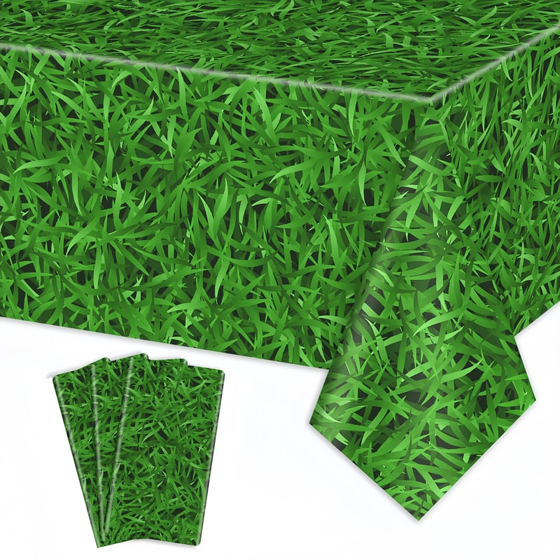Premium Green Grass Party Table Cover Sports & Birthday Party Decorations