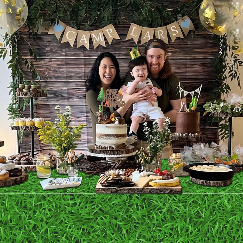 Premium Green Grass Party Table Cover Sports & Birthday Party Decorations