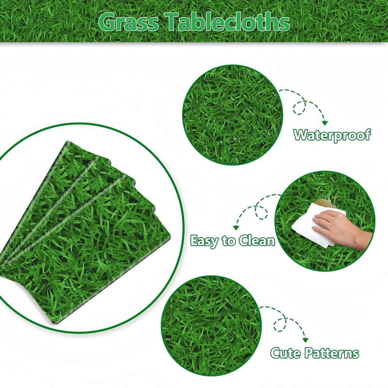 Premium Green Grass Party Table Cover Sports & Birthday Party Decorations