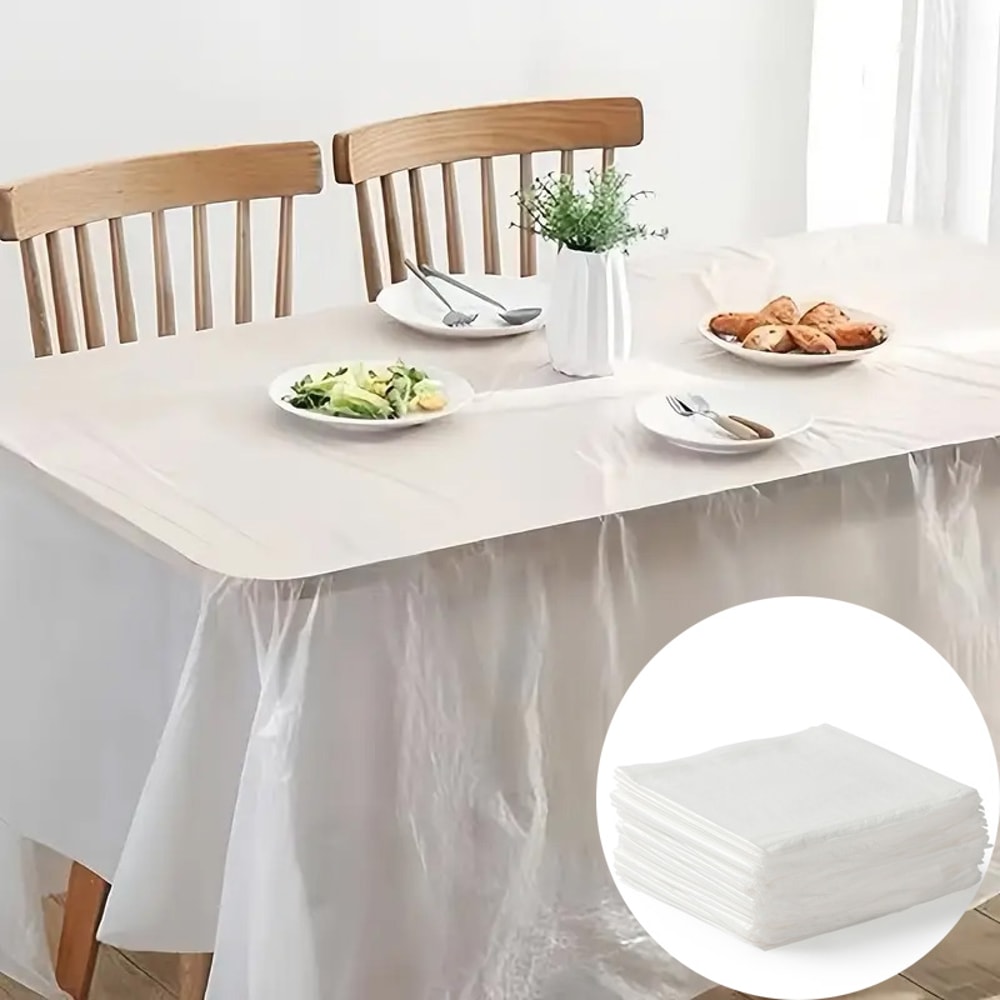 Thick Disposable Plastic Tablecloths Waterproof Oil Resistant Covers For Party And Banquet 0