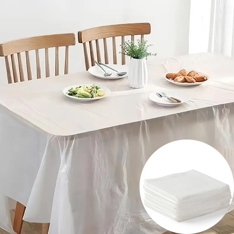 Thick Disposable Plastic Tablecloths Waterproof Oil Resistant Covers For Party And Banquet 0