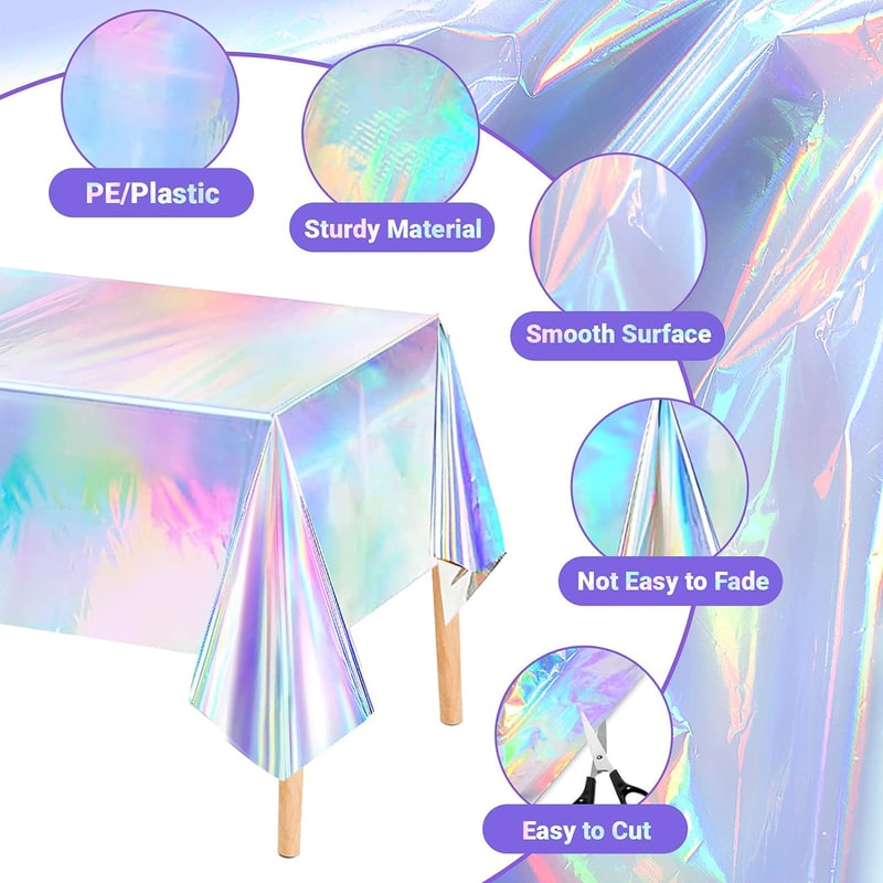 Holographic Party Table Cover For Birthday And Wedding Decor 4