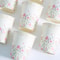 White Floral Disposable Paper Cups for Coffee Cold Drinks and Party Tables