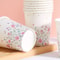 White Floral Disposable Paper Cups for Coffee Cold Drinks and Party Tables