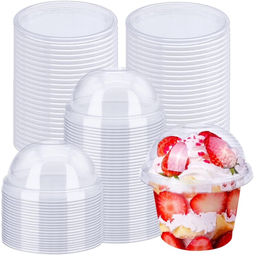 Clear Plastic Dessert Cups with Dome Lids for Parfaits, Snacks and Party Treats