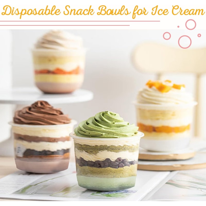 Clear Plastic Dessert Cups with Dome Lids for Parfaits, Snacks and Party Treats