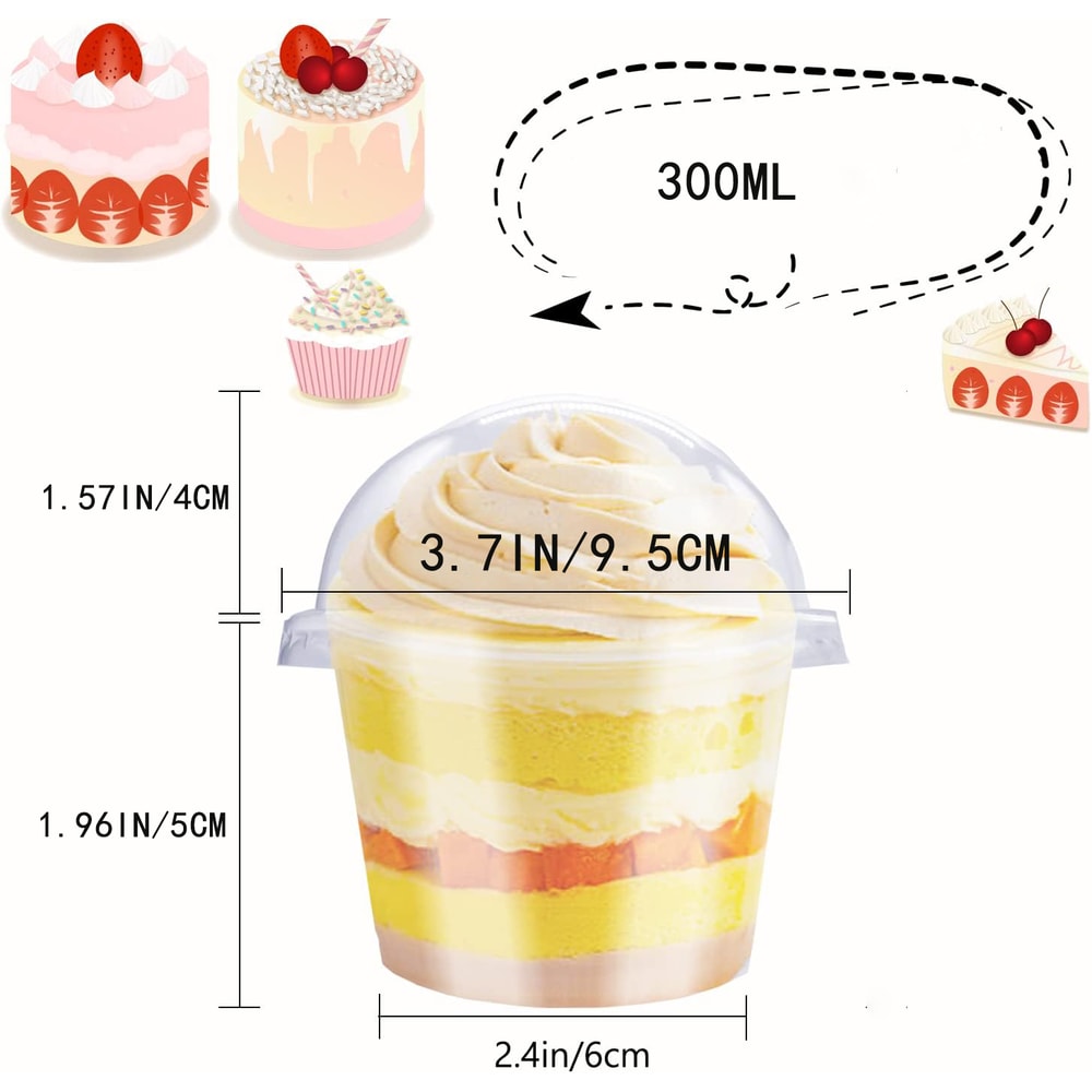 Clear Plastic Dessert Cups with Dome Lids for Parfaits, Snacks and Party Treats