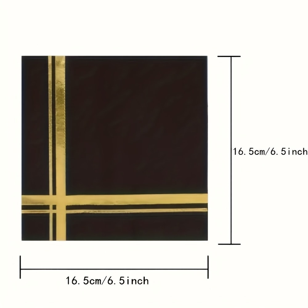 Black Gold Foil Disposable Party Napkins 5