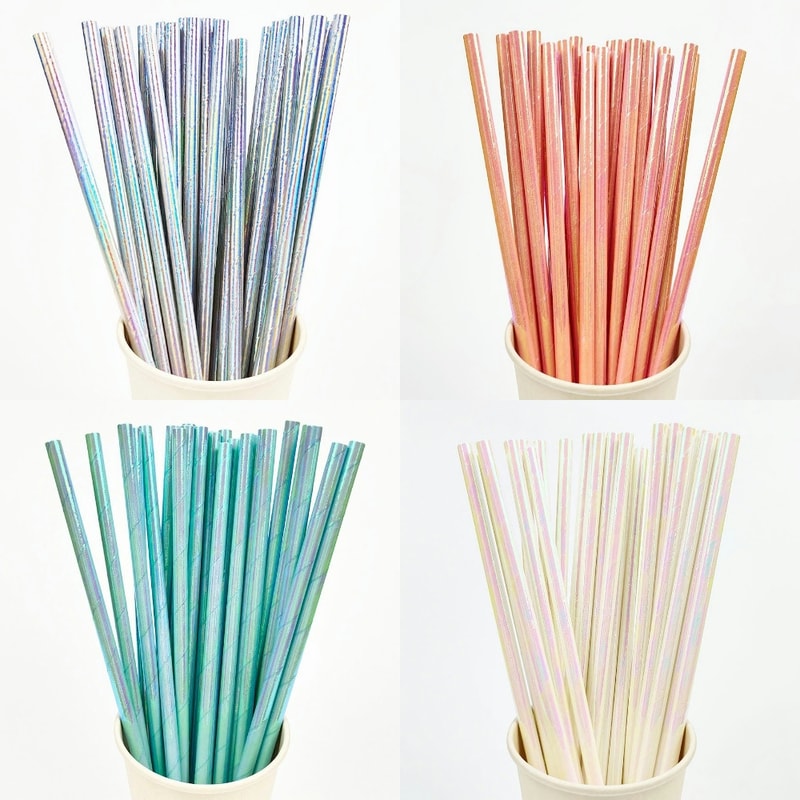 Biodegradable Decorative Disposable Drinking Straws For Weddings Birthdays 0