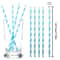 Blue White Striped Biodegradable Paper Straws For Parties And Drinks 5