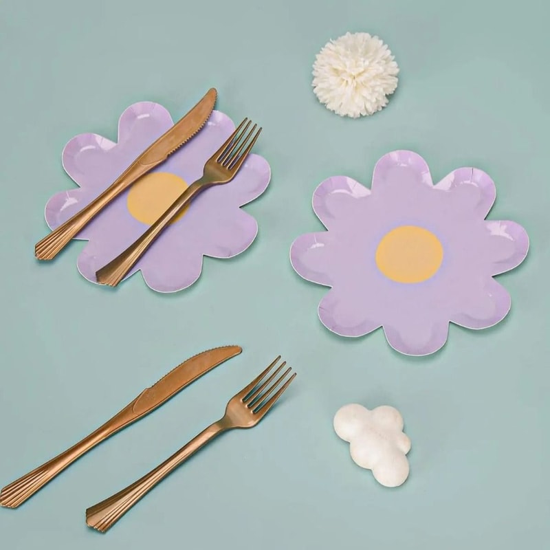 Charming Daisy Floral Disposable Paper Plates For Party Picnic Birthday Tableware 3