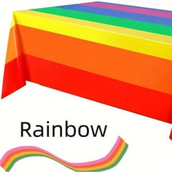 rainbow stripe waterproof disposable party tablecloth vibrant plastic table cover