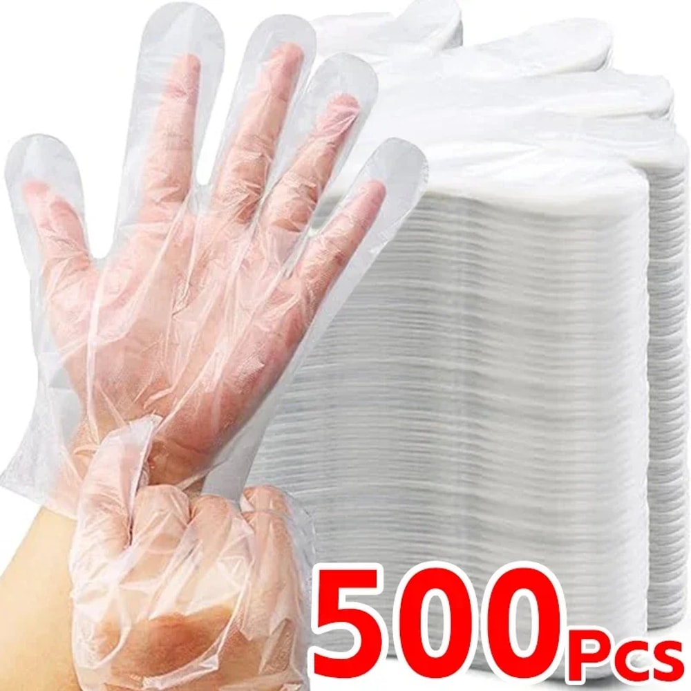 Clear Disposable Plastic Gloves For Food Prep BBQ And Kitchen Use 0
