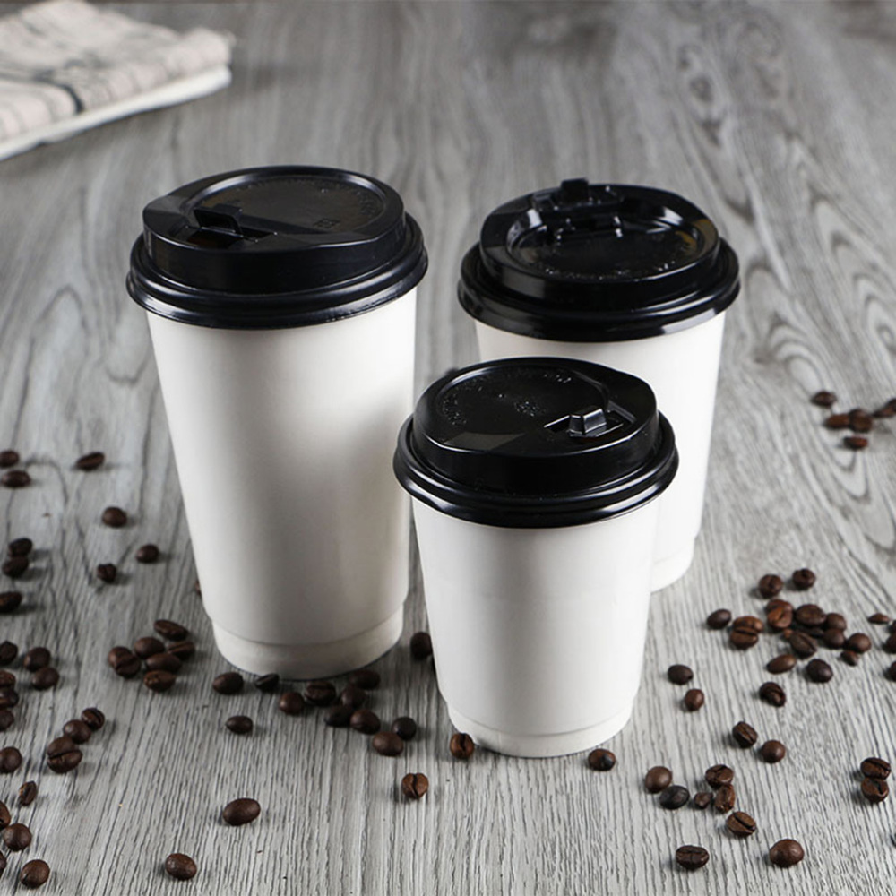 Premium Insulated Double Wall Takeaway Paper Coffee Cups With Lids 2