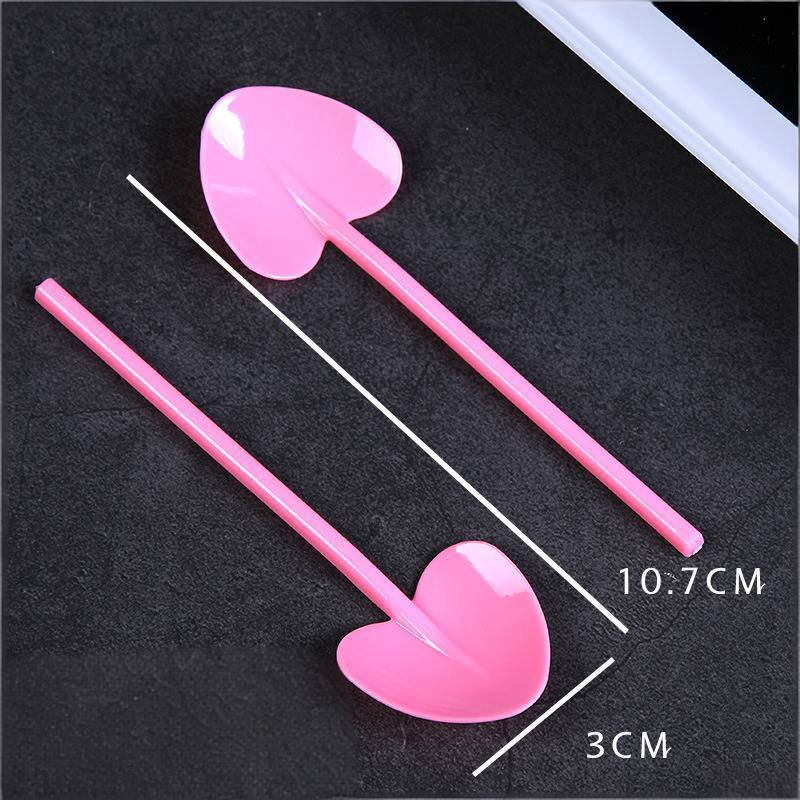 Heart Shaped Disposable Desslorful Long Handle Dessert Spoons For Ice Cream 0