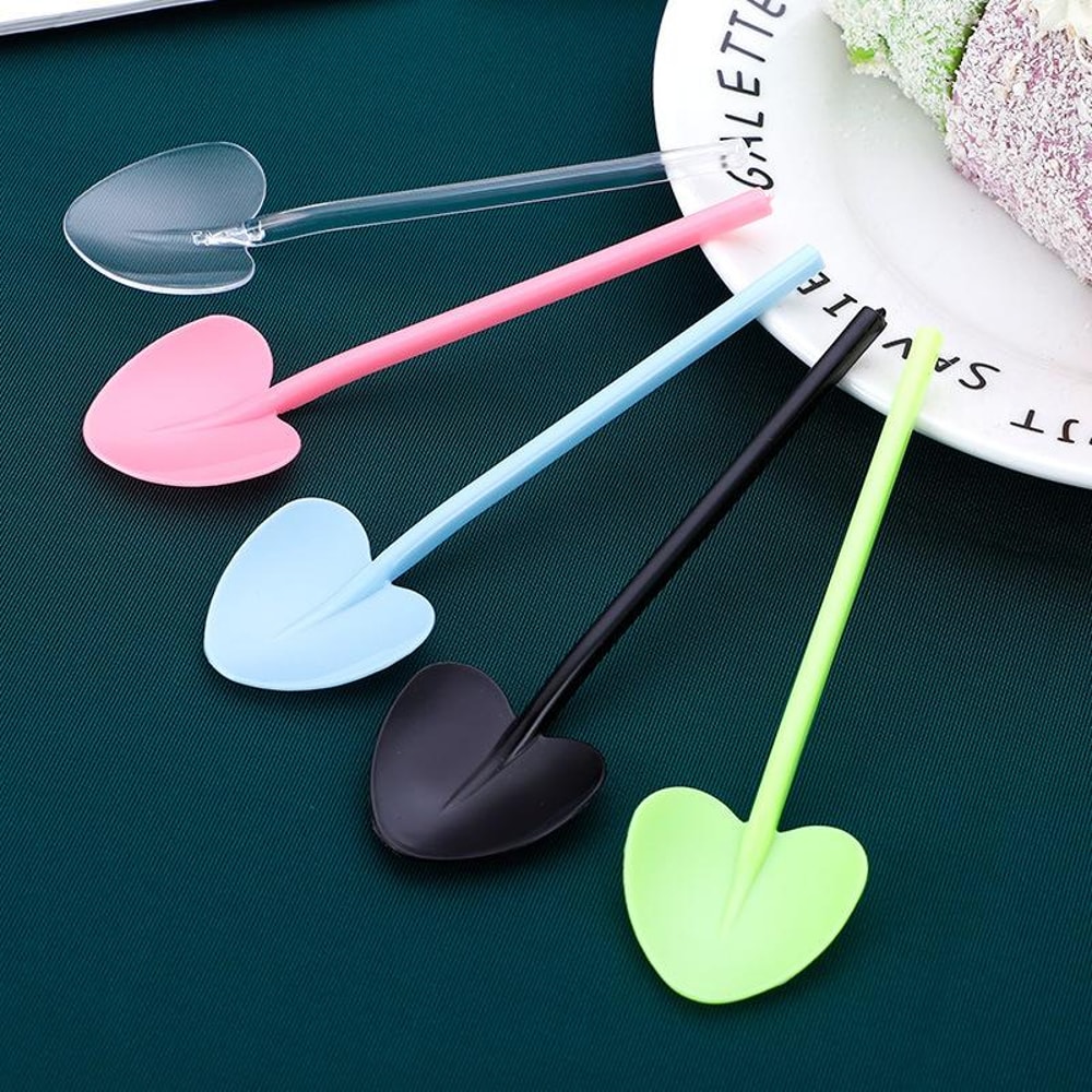 Heart Shaped Disposable Desslorful Long Handle Dessert Spoons For Ice Cream 1