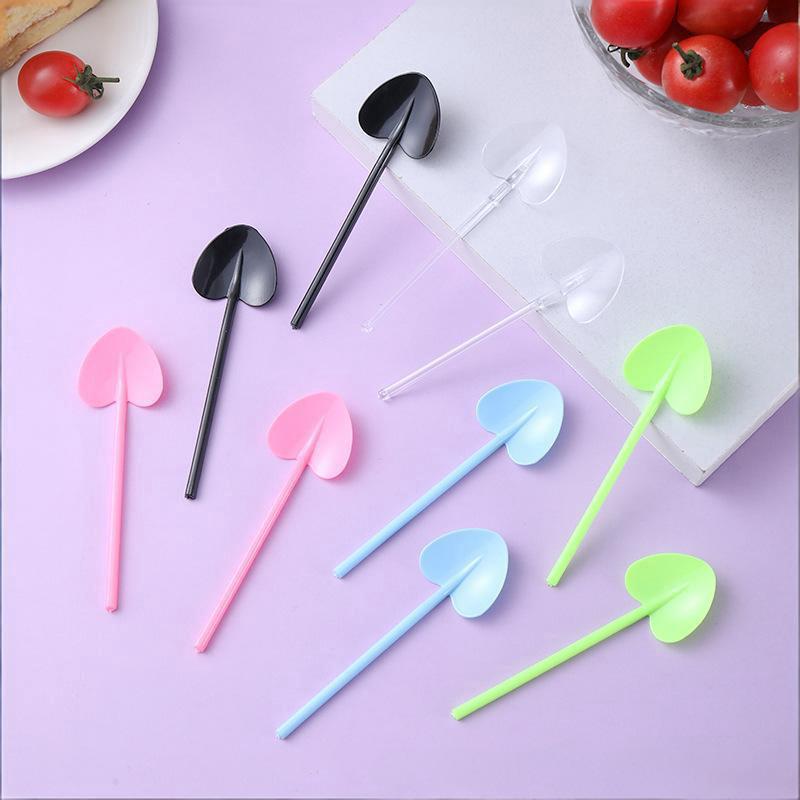 Heart Shaped Disposable Desslorful Long Handle Dessert Spoons For Ice Cream 3