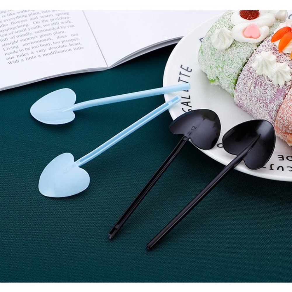 Heart Shaped Disposable Desslorful Long Handle Dessert Spoons For Ice Cream 4