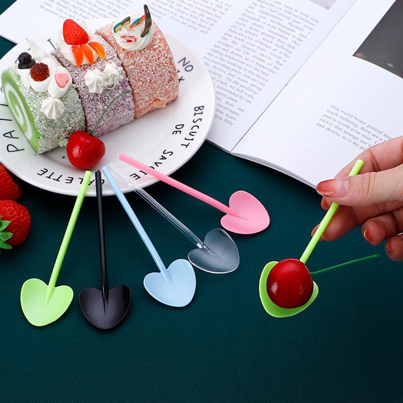Heart Shaped Disposable Desslorful Long Handle Dessert Spoons For Ice Cream 5