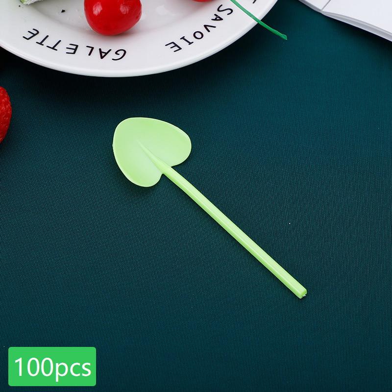 Heart Shaped Disposable Desslorful Long Handle Dessert Spoons For Ice Cream 6