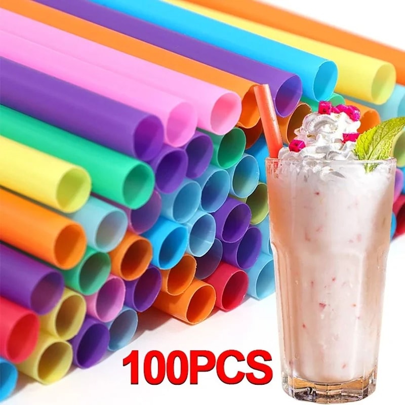 Premium Colorful Disposable Straws Large Party Bar Accessories Pack 1