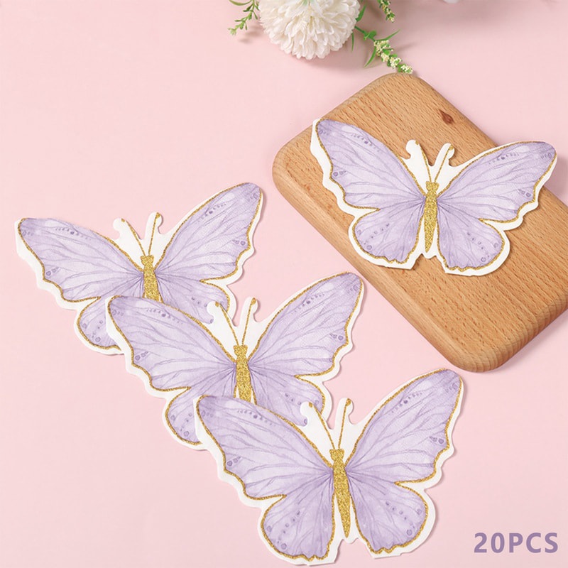Elegant Butterfly Paper Napkins Set Decorative Disposable Party Tea Table Napkins 0