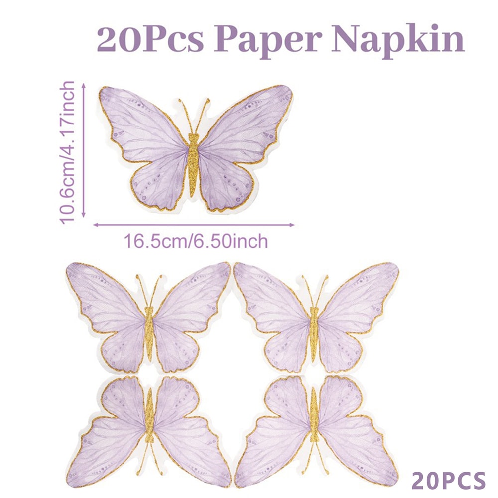 Elegant Butterfly Paper Napkins Set Decorative Disposable Party Tea Table Napkins 3