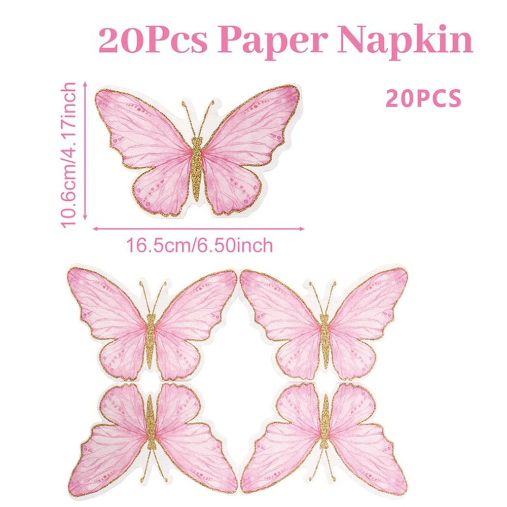 Elegant Butterfly Paper Napkins Set Decorative Disposable Party Tea Table Napkins 4