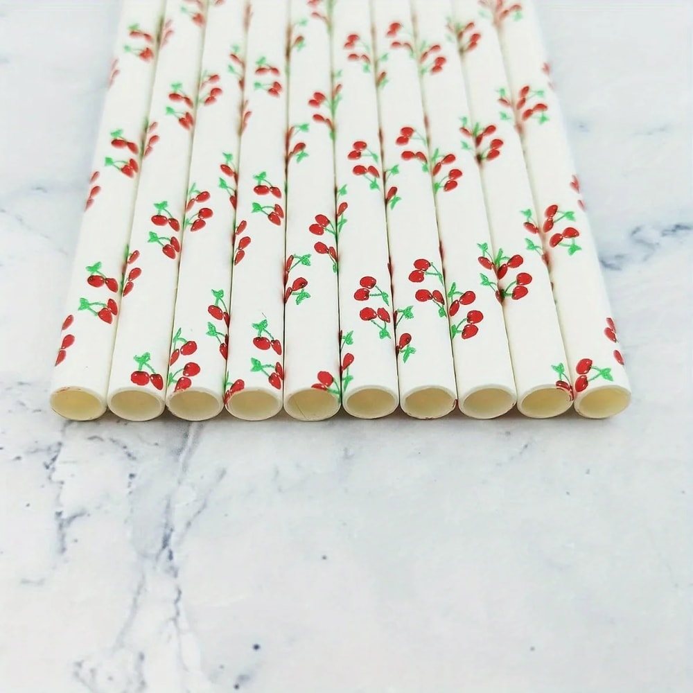 Colorful Biodegradable Disposable Paper Straws Party & Wedding Drink Decor