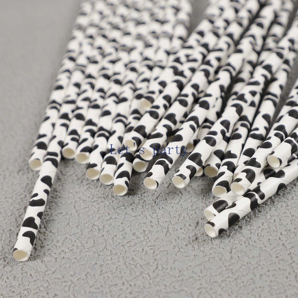 Black & White cow theme party supplies with Paper Napkins & Straws for Birthdays & Baby Showers